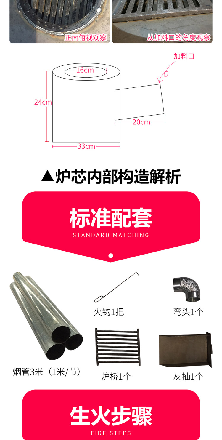 0.8米三鍋位三加料口帶烤箱藏爐 — 多功能家用取暖藏爐【爐具】焱森爐業